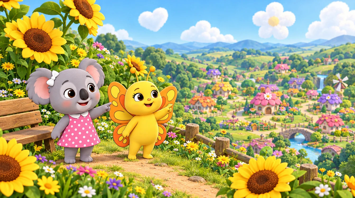 Sunflower Meadow Overlook, looking down over the village
